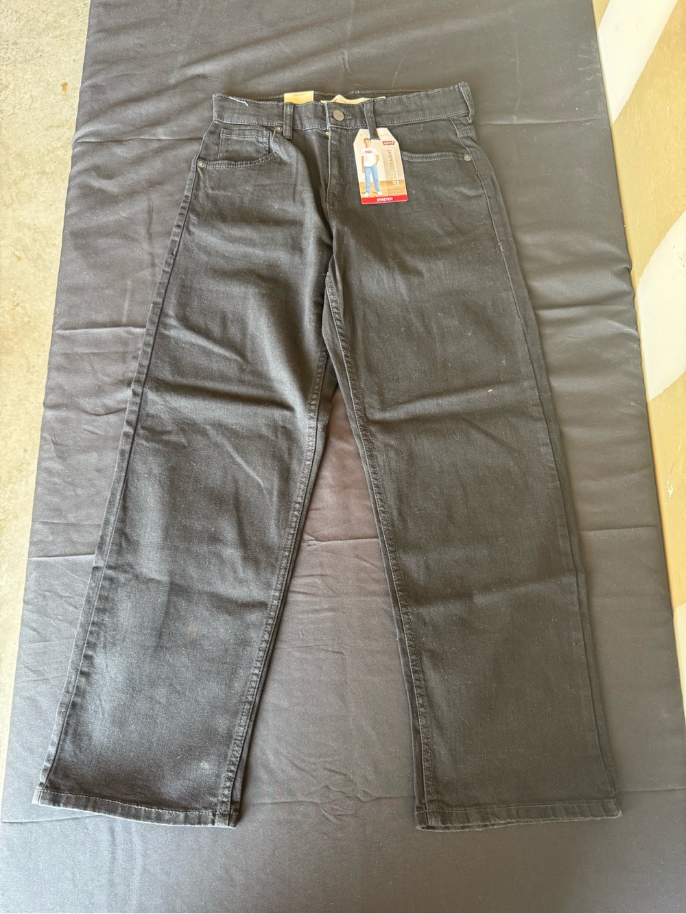 Levi's Boys Loose Straight Jeans Size 14 Reg 27x29 Black Stretch Denim NWT